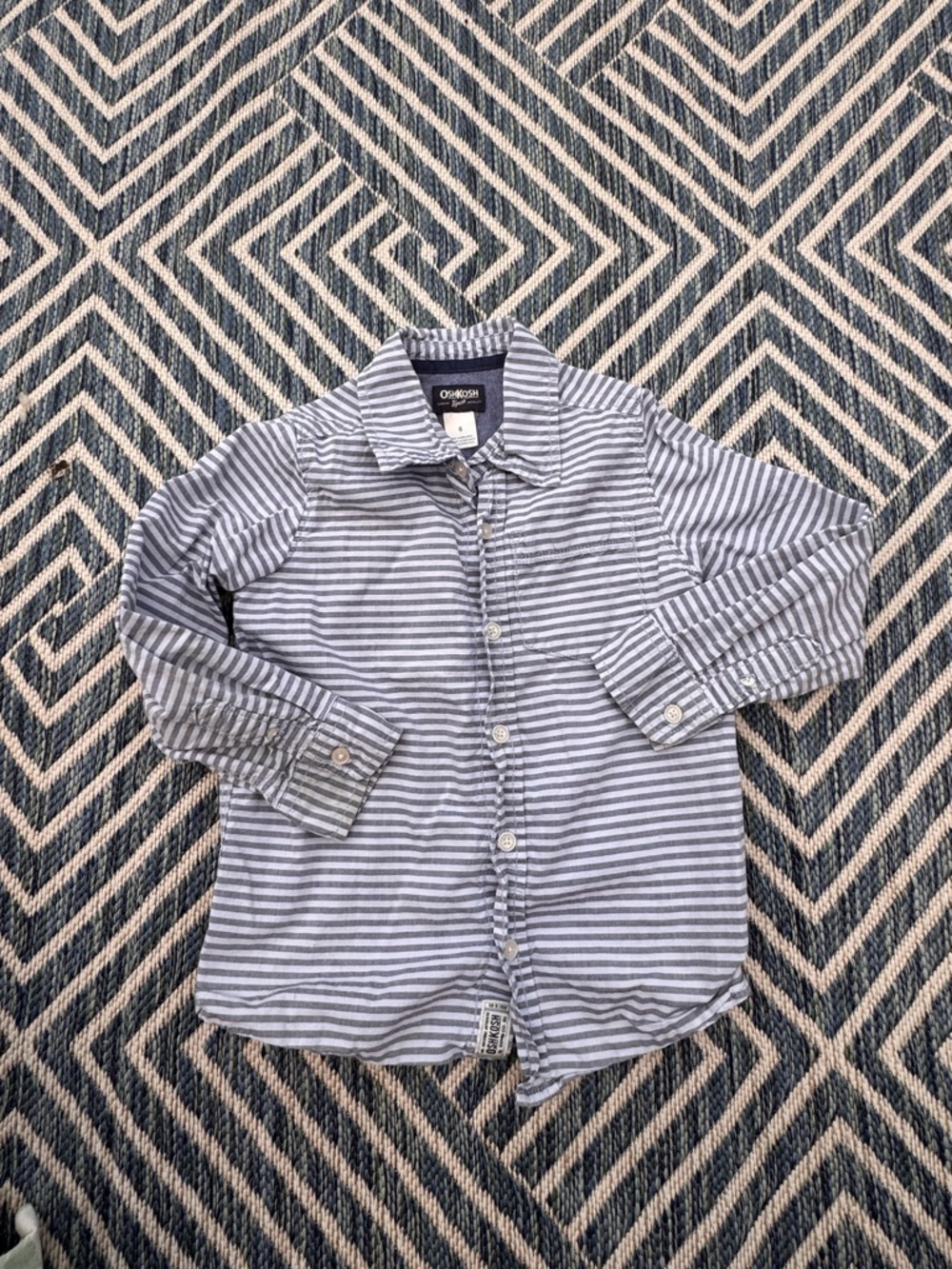 OshKosh B'gosh Gray & White Striped Button-Down Shirt